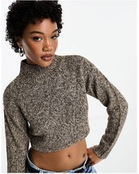 emory park - Cropped High Neck Flecked Jumper - Lyst
