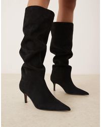 ASOS - – cydney – lässige, kniehohe stiefel zum reinschlüpfen aus wildlederimitat - Lyst