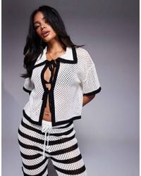 The Frolic - Exclusive Crochet Tie Front Beach Top Co-Ord - Lyst
