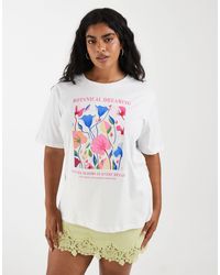 ONLY - T-shirt oversize à imprimé fleurs - Lyst