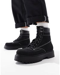 ASOS - – schwarze arbeiter-schnürstiefel mit dicker sohle - Lyst