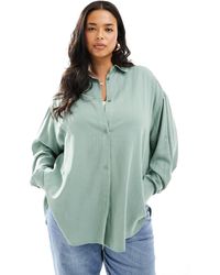ASOS - Asos Design Curve Relaxed Shirt With Linen - Lyst