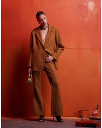 ASOS - Faux Suede Flared Tailored Trousers Co-ord - Lyst