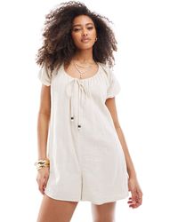 ASOS - Short Sleeve Romper Playsuit With Bead Detailing - Lyst