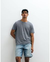 Mango - Linen Mix Striped T-Shirt - Lyst