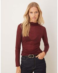 ASOS - High Neck Mesh Semi Sheer Long Sleeve Top - Lyst
