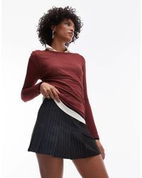 TOPSHOP - Mini-jupe plissée à rayures - noir et blanc - Lyst