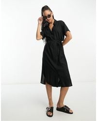 Vero Moda - Shirt Midi Dress With Tie Belt - Lyst