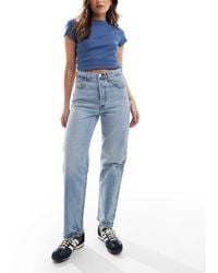 Levi's - Vaqueros De Corte Recto Tobillero Y Talle Muy Alto Con Lavado Descolorido Ribcage De -Azul - Lyst