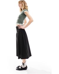 Daisy Street - Shirred Waist Cotton Midi Skirt - Lyst