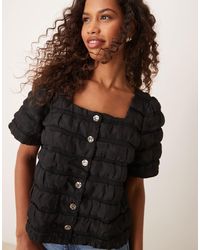 Y.A.S - Short Sleeve Button Front Top - Lyst
