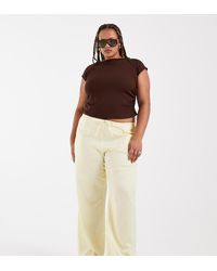 ASOS - Asos Design Curve Satin Wide Leg Pull On Pants - Lyst