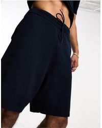 SELECTED - Pantalones cortos azul marino con cordón ajustable en la cintura - Lyst