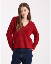 Brave Soul - Deep V Neck Fisherman Knit Jumper - Lyst
