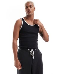ASOS - Muscle Fit Rib Singlet With Contrast Binding - Lyst
