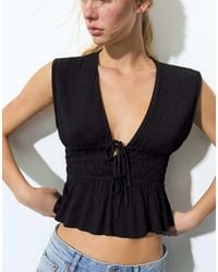 Pull&Bear - Crepe Top With Ties - Lyst