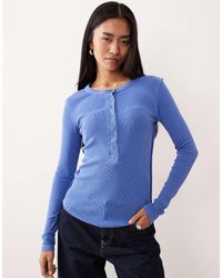 Free People - Top Río Frío De Manga Larga Con Cuello Panadero Y Botones Jamie De - Lyst