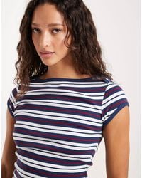 ASOS - – kurzärmliges, knapp geschnittenes t-shirt mit streifen und u-boot-ausschnitt - Lyst
