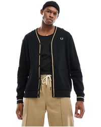 Fred Perry - Tipped Pique Texture Cardigan - Lyst