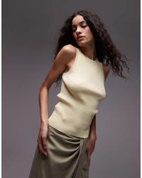 Mango - Fine Rib Linen Mix Vest - Lyst