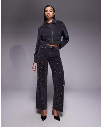 Liquor N Poker - Straight Leg Mid Rise Embellished Jean Co-ord - Lyst