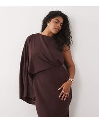 ASOS - Asos Design Curve One Shoulder Drape Back Column Maxi Dress - Lyst