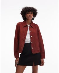 ARKET - Chaqueta Vaquera Rojo Óxido Estilo Camisa Con Acabado Sobretintado Y Solapas En Contraste De - Lyst