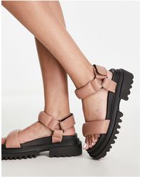 AllSaints Helium Leather Sandals, in Black | Lyst