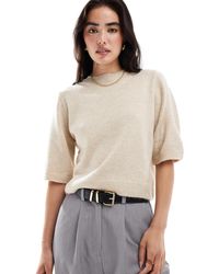 ASOS - Knitted Half Sleeve Fluffy Top - Lyst