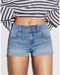 Stradivarius - Turn-up Hem Denim Shorts - Lyst