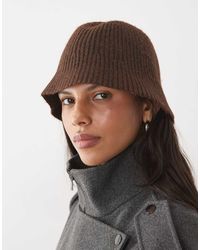 Pieces - Rib Knitted Bucket Hat - Lyst