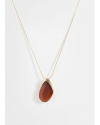 ASOS - Long Necklace With Burgundy Resin And Metal Pendant - Lyst