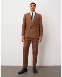 ASOS - Cotton Linen Blend Tapered Suit Trousers - Lyst