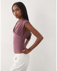 Miss Selfridge - V-neck Ruched Tank Top - Lyst