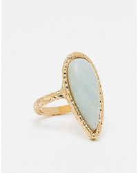 ASOS - Édition limitée - asos design curve - bague en plaqué or 14 carats avec pierre semi-précieuse - Lyst