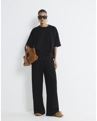 River Island - Premium High Waisted Wide Leg Joggers - Lyst