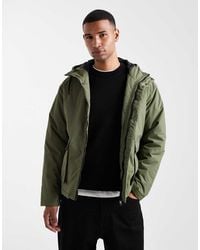 Threadbare - Parka Impermeable Acolchada Con Capucha De -Verde - Lyst