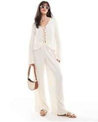 Pieces - Mix And Match Plisse Wide Leg Trouser Co-Ord - Lyst