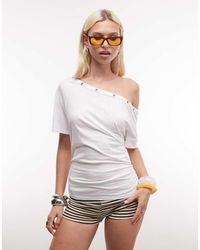 Collusion - L Off Shoulder Top With Cinched Waist And Eyelets - Lyst