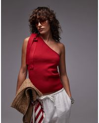 Mango - One Shoulder Tie Knitted Top - Lyst