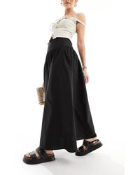 ASOS - Maxirok Van Katoenen Poplin Met Verlaagde Taille - Lyst