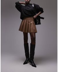 TOPSHOP - Tall Faux Leather Clean Pleat Mini Skirt - Lyst