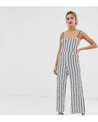 Bershka Striped Jumpsuit In White