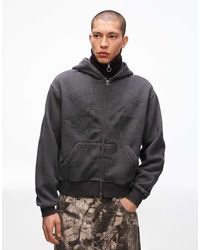 Bershka - Veste imprimée coupe carrée à fermeture éclair - Lyst