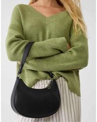 Stradivarius - Borsa Da Spalla Nera A Mezzaluna - Lyst