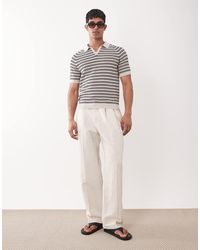 ASOS - Smart Pleated Linen Rich Wide Leg Pants - Lyst