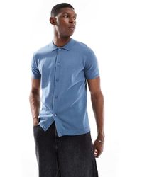 New Look - Gebreid Overhemd Met Korte Mouwen En Knoopsluiting - Lyst