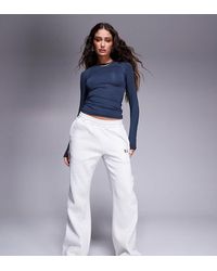 Kaiia - Petite Cotton Blend Embroidered Logo Wide Leg joggers - Lyst