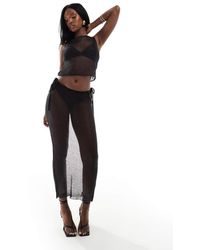 ASOS - Falda Semilarga Negra De Punto Metalizado De (Parte De Un Conjunto) - Lyst