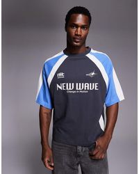 ASOS - Boxy Oversized T-shirt With Cut And Sew Paneling And Sports Graphic - Lyst